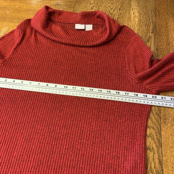 Chico’s Zenergy Sz 1 US 8/10 Sweater Ribbed Cowl Neck Red/Black Heather Tunic - Picture 6 of 10